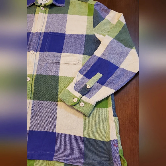 BDG Urban Outfitters Buffalo Plaid Button Down Flannel Green Purple Size Large - Picture 4 of 11
